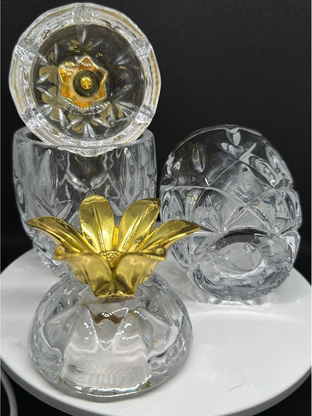 Pair of pineapple shaped lidded glass containers [COPY]